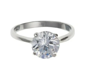 Oro Blanco Anillo Solitario 2 Quilate Topacio Compromiso Contraste British Hecho - Imagen 1 de 4
