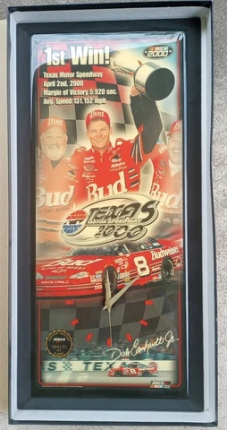 NASCAR Dale Earnhardt JR  Limited Edition Clock 2000 1st Win Texas 4132 of 7500 Cover