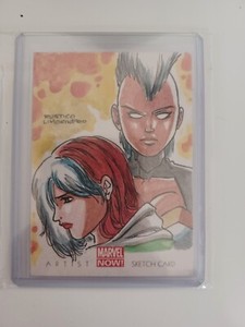 2013 Marvel Now Duo Sketch Card Of Rogue & Storm By Rustico Limosinero
