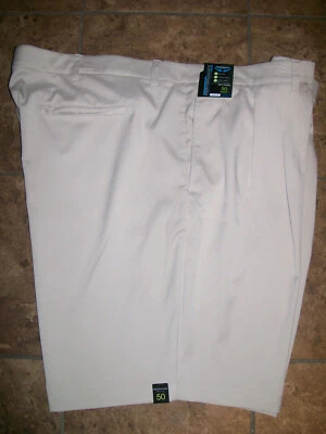 Roundtree & Yorke Performance 短裤 Big Man 50 x 9 英寸卡其色打褶易护理全新带标签 — 第 1/3 张图片