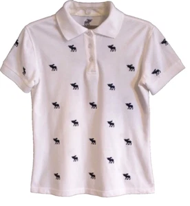 ABERCROMBIE & FITCH RN 76654 - Camisa polo blanca texturizada alce marino - Juniors: L - Imagen 1 de 6