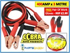 HEAVY DUTY 400AMP CAR VAN JUMP LEADS 3 METRE BOOSTER CABLES START NEW & GLOVES