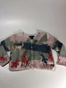 Baby Girl 12-18 Months Baby Gap Multicolor Deer Forest Button Up Knit Cardigan - Picture 1 of 5
