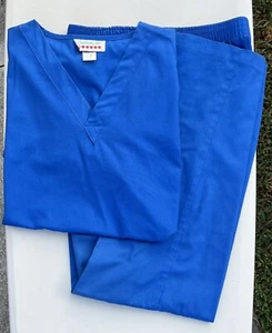 Scrubs Set Apples For Life M Shirt + Crest S Pants 31" Inseam Blue Top & Bottom - Picture 1 of 20