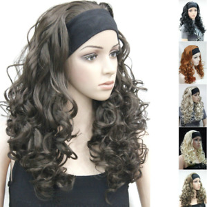 Fashion Women Long Curly Wave Wig 3/4 Half Wigs with Headband Cosplay Wig