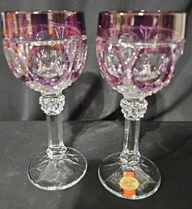 Anna Hutte Bleiristall Wine Glasses Purple - Picture 1 of 4