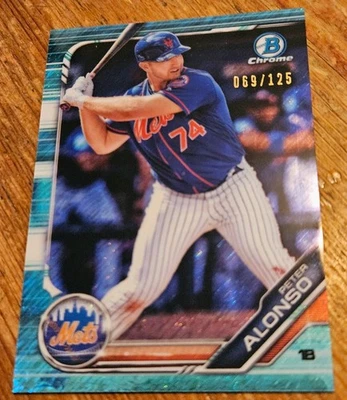 2019 BOWMAN CHROME PROSPECTS AQUA SHIMMER REFRACTOR BCP-127 PETER ALONSO #69/125 - Image 1 of 4
