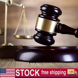 Wooden Gavel Hammer and Sound Block Set Mallet for Lawyer Judge Auction Sale - Picture 1 of 12