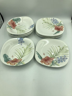 9 шт. studio nova 'тропическое великолепие' - пять 8" тарелки и четыре 8" чаши все EXC - Изображение 1 из 3