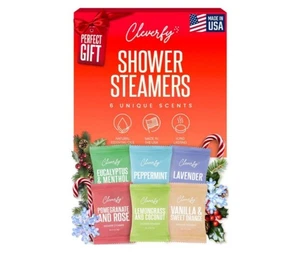 Cleverfy Shower Steamers Aromatherapy Tablets (Box of 6) Self Care Bombs Red Set - Picture 1 of 9