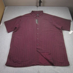Van Heusen Shirt Men's 3XLT 20-201/2 Burgundy Short Sleeve Button Up Rayon Blend - Picture 1 of 15