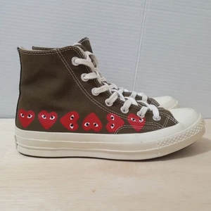 Comme des Garcons x Converse Chuck Hi Multi Heart Olive Sneakers 162973C Size 6 - Picture 1 of 11