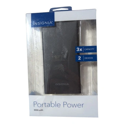 O6. Insignia Portable Charger W/ USB Ports 8000 mAh - Black - Image 1 of 2