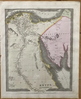 David Burr-原始手工彩色地图-1834-EGYPT-Illman & Pilbrow-Rare — 第 1/2 张图片