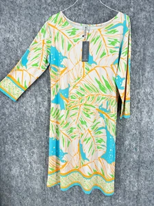MT Collection Pull-on Soft Tropical Beach Women 3/4 Sleeve Dress Multicolor XXL - Picture 1 of 17