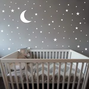 Moon, Stars Kids Wall Decoration, Nursery Wall Decal, Wall Decal for Nursery,... - Picture 1 of 5