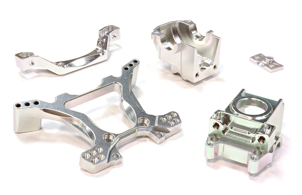 Caja de cambios trasera de aluminio Integy y torre de amortiguador para 1/10 Telluride 4X4 C25807PLATEADO Foto 1 de 1