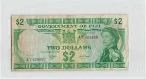 FIJI $2 Dollars 1969, Government, P-60a, Ritchie & Barnes, A/2 429850. QEII.  R1 - Picture 1 of 2