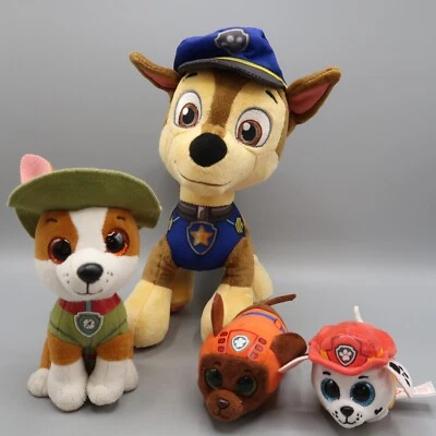 Lote Paw Patrol Chase 10" Peluche Perro Nickelodeon y TY Trakker Zuma Marshall Foto 1 de 4