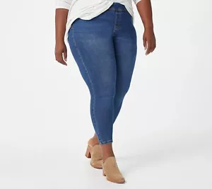 NWT DENIM & CO. EASY STRETCH DENIM REGULAR PULL-ON JEGGINGS, MED WASH, PLUS 18 - Picture 1 of 3