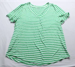 Loft Women's Short Sleeve Striped Everyday V-Neck Tee EJ2 Juicy Lime Large NWT - Picture 1 of 3