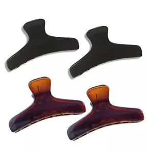 Parcelona French Salon Flat Small 2” Set of 4 Narrow Jaw Hair Claws(Shell-Black) - Picture 1 of 7