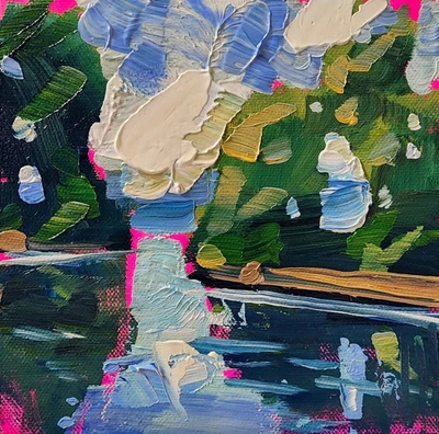 Paisaje Estudio al Óleo Original Pequeño Hawkins Pintura Estilo Vintage Impresionismo Foto 1 de 4