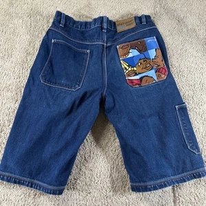 VTG Fubu Platinum Shorts Men 35 Blue Fat Albert Baggy Skater Jeans Hip Hop Y2k - Picture 1 of 14
