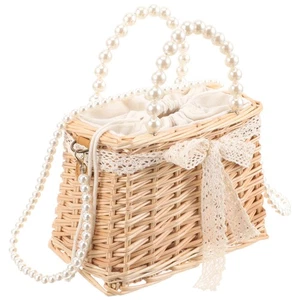 Bamboo Bag Weave Shoulder Chic Crossbody Beach Vacation Basket Purse - Photo 1/12