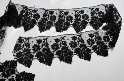 DENTELLE ANCIENNE - Bordure de dentelle noire - XIXème - 4.55 mètres - Photo 1/4