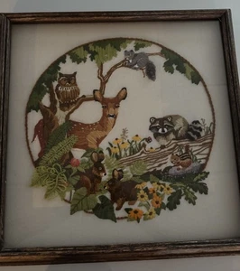 Vintage Crewel Babes In The Wood Nadelspitzen Boho Natur Wald Landhaus - Bild 1 von 15