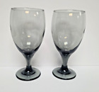 Smoky Grey Wine Glass Set of 2 Libbey Goblets Smoke Gray 7" Vintage