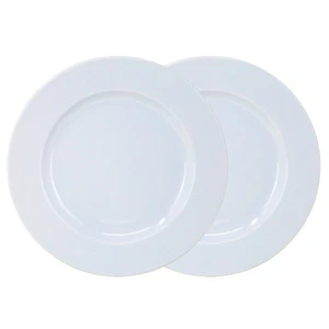 Set of 2 Dinner Plates Porcelain White Round Dishwasher Safe Microwave Safe 26cm - Picture 1 of 3