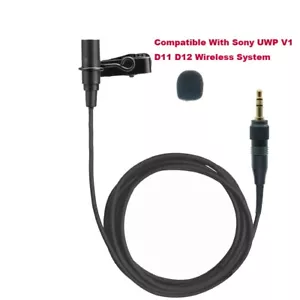 Black Tie Lapel Microphone for Sony V1 D11 D21 UWP UTX Series Clip-On Wireless - Picture 1 of 7