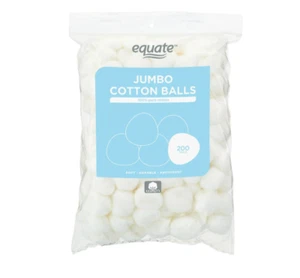Equate Jumbo Cotton Balls, 100% Pure Cotton, Natural Cotton, 200 Count - Picture 1 of 3