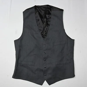 LARDINI 40R Medium Gray Herringbone 100% Wool Mens Vest Waistcoat Italy Made - Picture 1 of 6
