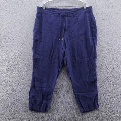Lauren Ralph Lauren Womens Linen Ankle Pants 16W Blue Breathable Tapered Leg - Image 1 of 4