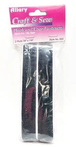 Allary #855-14 Stick-On No Sew Hook & Loop Fasteners, 2 Rolls 39" x 7/8", Black - Picture 1 of 2