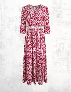 Ex Weird Fish Women’s Isha Liva Printed Viscose Dress in Antique Cherry - Picture 1 of 6