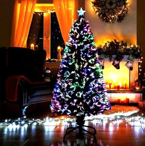 Fibre Optic Christmas Tree Green Xmas Indoor Artificial Colour Change 2/3/4/5FT - Picture 1 of 29