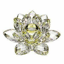 3 inch Yellow Hue Reflection Crystal Lotus with Gift Box     USA Seller
