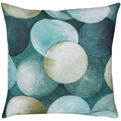 Zen Pebbles Cushion Cover. Mineral Green Large-Scale Nature Inspired. 17x17" - Image 1 of 4