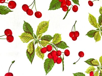 Tessuto Motivo Ciliegie al Metro | Made in Italy | 100% Cotone | Altezza180cm  - Immagine 1 di 3