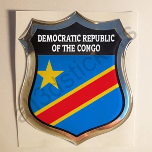 Calcomanía de vinilo bandera de gel con emblema de resina 3D emblema de la República Democrática del Congo - Imagen 1 de 1