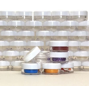 Contenedores de belleza vacíos de plástico de 3 gramos pequeños frascos de cosméticos tapa blanca (100) 5052 - Imagen 1 de 5