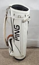 Vintage Ping White Leather Golf Cart Bag Single Pocket 4 Way Divider Made In USA