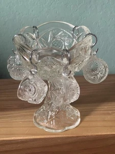 Vintage 1930's Depression Glass Child's Punch Bowl 5.5” Set with 6 Tiny cups 1” - Picture 1 of 11