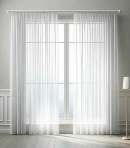 Cortina Voile Blanca HXB 120x300 cm Transparente Cierre de Cinta de Plomo Muchos Tamaños - Imagen 1 de 9
