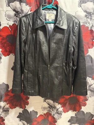 Jacqueline Ferrar Black Genuine Lambskin Leather Jacket Womens Sz Large Coat - Image 1 of 4