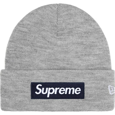 GORRO SUPREME NEW ERA BOX LOGO (GRIS JASPEADO) FW25 LOGOTIPO GRANDE CACHEMIR MOHAIR Foto 1 de 4